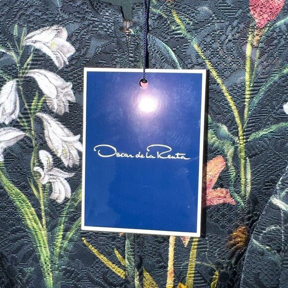 NWT Oscar De La Renta Floral Print Midi Length Dress Sz 12 - Picture 2 of 11